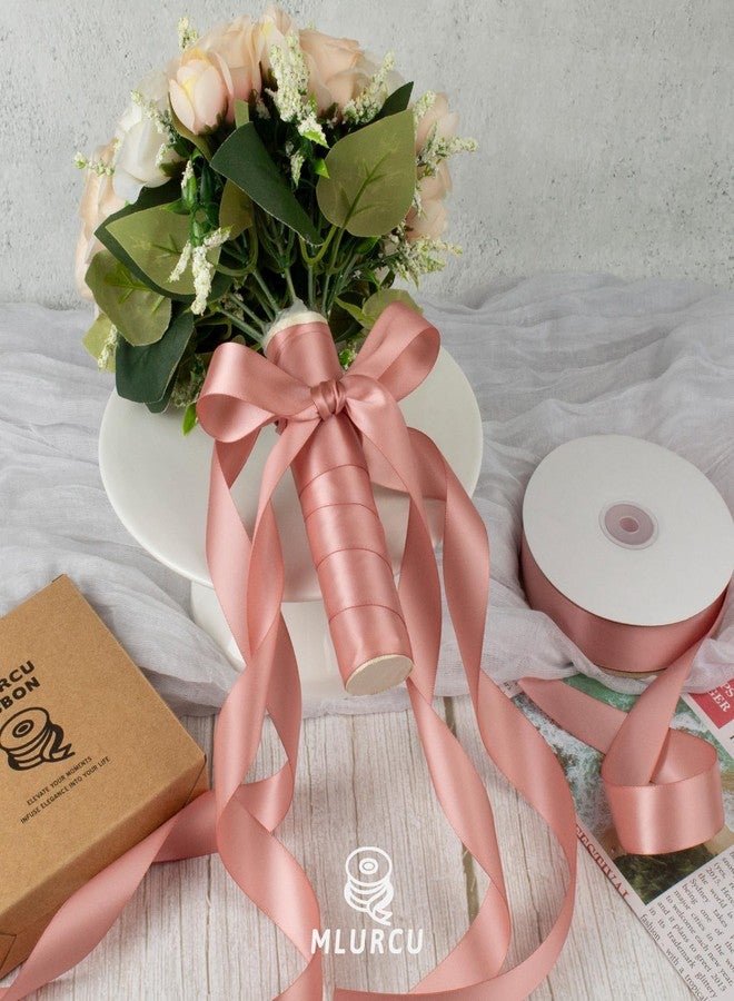 Mlurcu Rose Gold Satin Ribbon 1 Inch x 50 Yards Double Faced Satin Ribbon Thick Dusty Rose Pink Silk Ribbon for Wedding Invitations, Flower Bouquets, Gift Wrapping, Crafts - Image 5